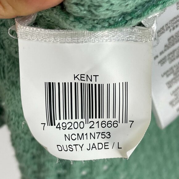 BCBGMAXAZRIA Large Dusty Jade Green KENT V Neck Sweater Open Knit Pullover - Picture 11 of 15